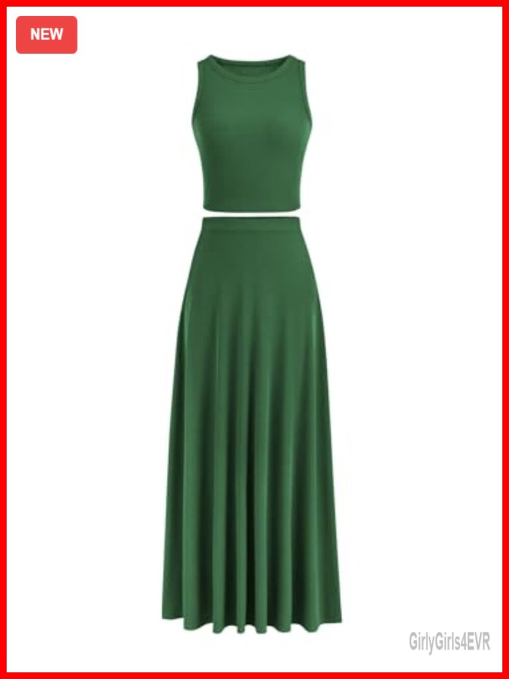 Women's 2 Piece Knit Crop Top Maxi Skirt Set Sleeveless Matching Outfit